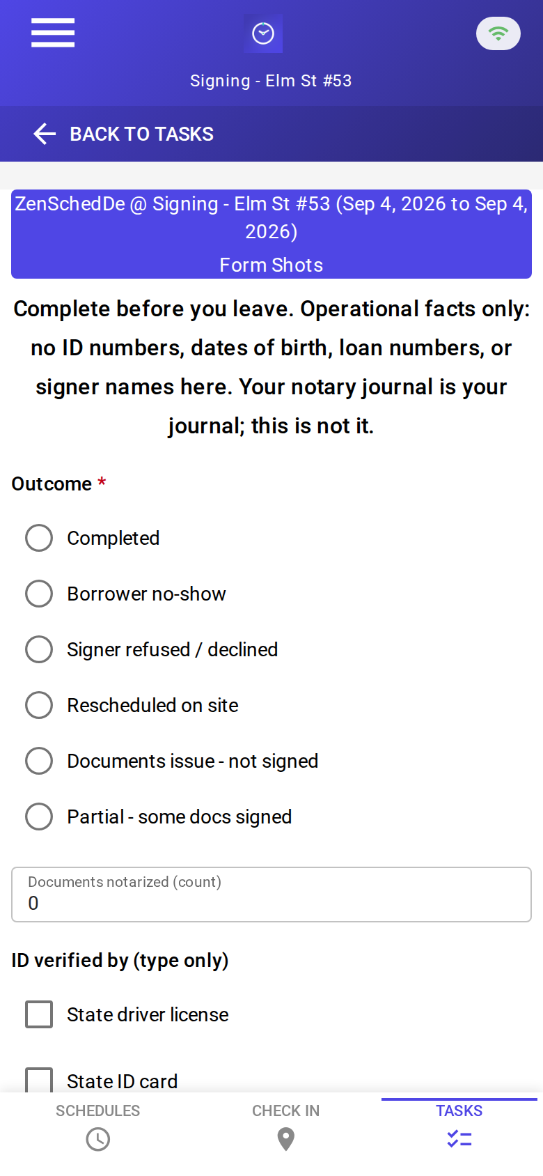 Empty Signing Completion Record